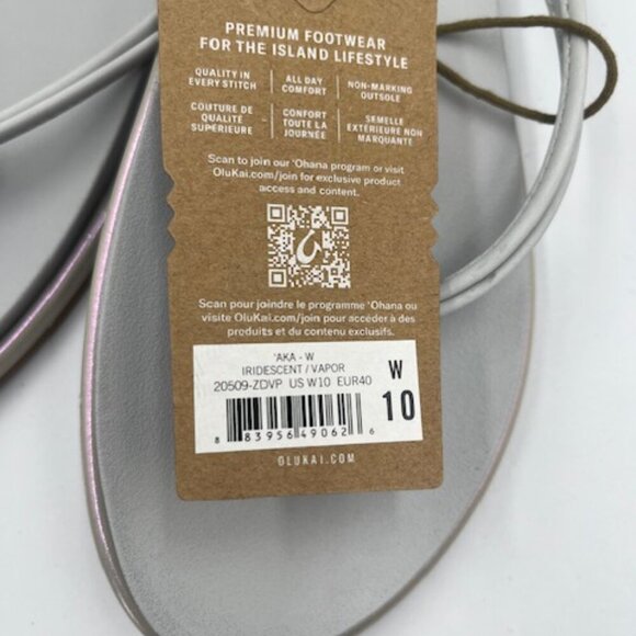 NEW Olukai AKA Flip Flop‎ In Iridescent Vapor Women’s Gray / Pink Size 10 NWT - Picture 3 of 12